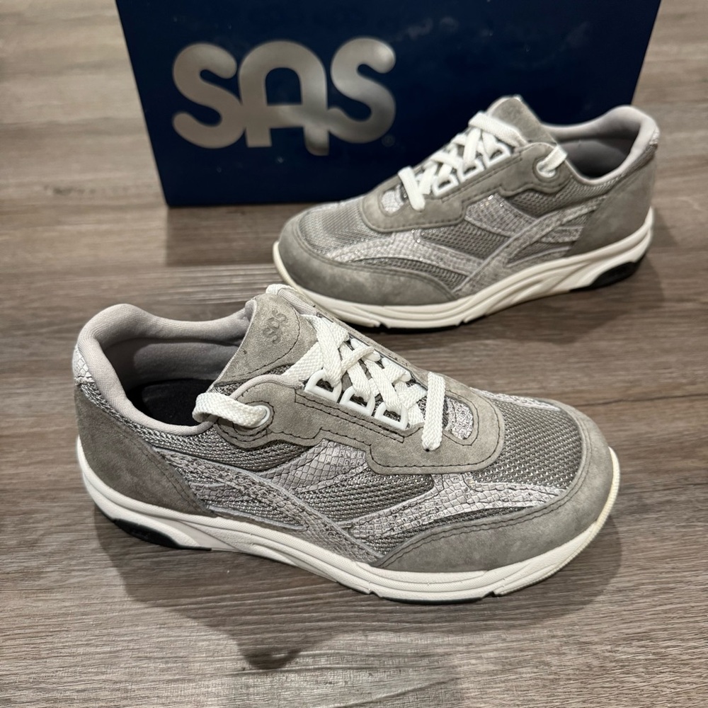 SAS Tour Mesh Plata Mix Grey Lace Up Comfort Sneakers